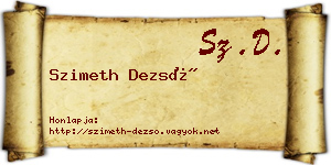 Szimeth Dezső névjegykártya